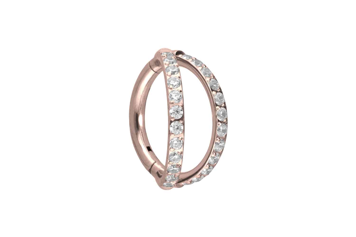 Titan Segmentring Clicker Piercing 2 RINGE + EINGEFASSTE KRISTALLE